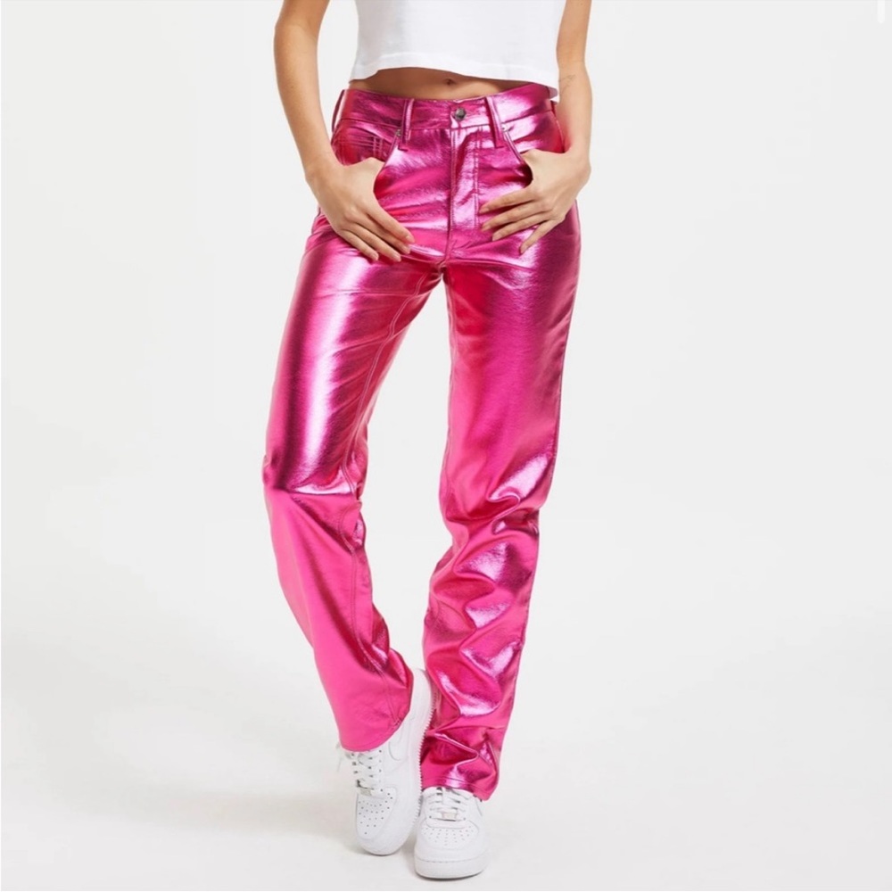 GOOD ICON METALLIC FAUX LEATHER PANTS